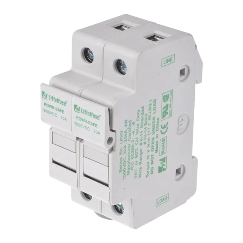 Littelfuse 30A Rail Mount Fuse Holder for 10 x 38 mm, 2P-Pole, 1kV LPHV0002Z