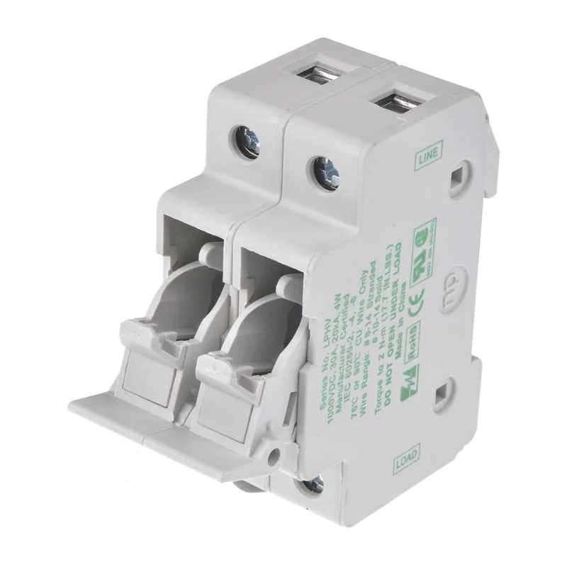 Littelfuse 30A Rail Mount Fuse Holder for 10 x 38 mm, 2P-Pole, 1kV LPHV0002Z