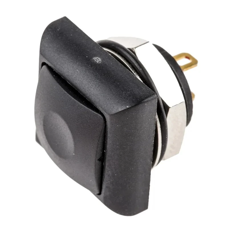 RS PRO Momentary Push Button Switch PCB Mount 13.6 mm Cutout SPST Black LED IP67 50V DC 32V AC 820-7574