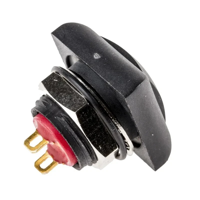 RS PRO Momentary Push Button Switch PCB Mount 13.6 mm Cutout SPST Black LED IP67 50V DC 32V AC 820-7574