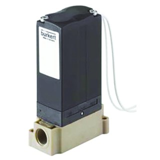 Burkert Solenoid Valve 2 Port Universal 24V dc 3.18 mm Orifice 3mm Polyetheretherketone Body 235325