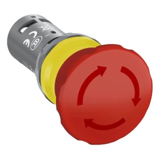 ABB Emergency Stop Push Button Panel Mount, 22.5mm Cutout, Twist Release, 2 NC, IP66/IP67/IP69K CE4T-10R-02