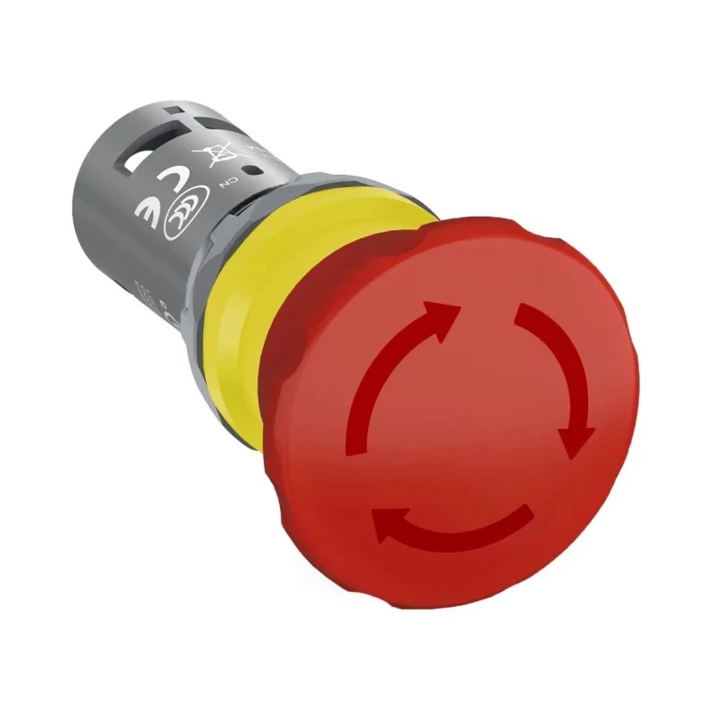 ABB Emergency Stop Push Button Panel Mount, 22.5mm Cutout, Twist Release, 2 NC, IP66/IP67/IP69K CE4T-10R-02
