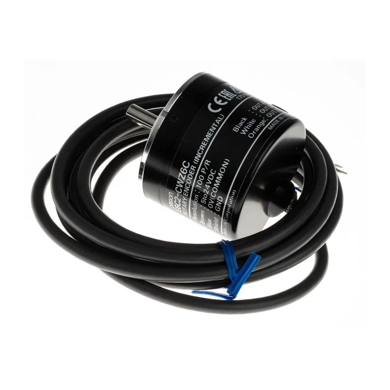 Omron Incremental Encoder 24V DC 100 Pulses Per Revolution Solid Shaft 6mm Shaft Diameter IP64 E6C2-CWZ6C 100P/R 2M