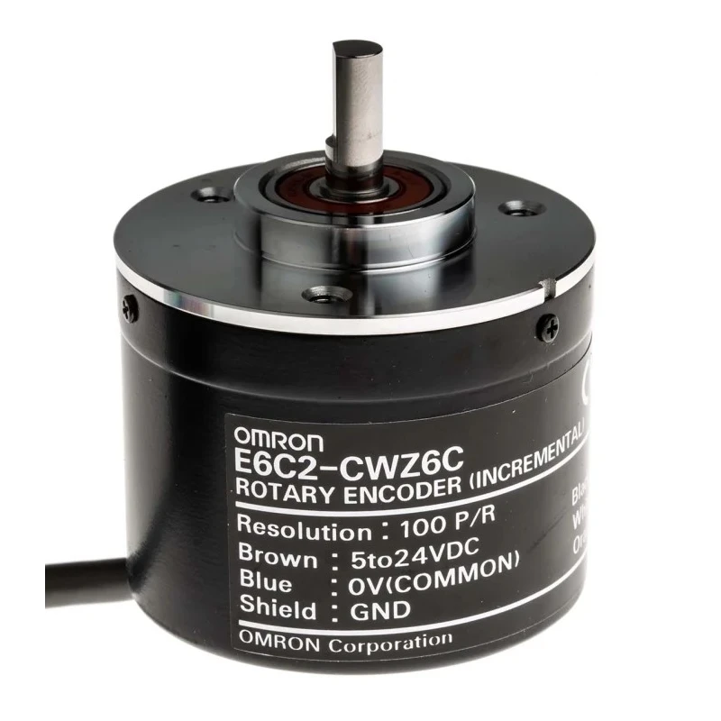 Omron Incremental Encoder 24V DC 100 Pulses Per Revolution Solid Shaft 6mm Shaft Diameter IP64 E6C2-CWZ6C 100P/R 2M