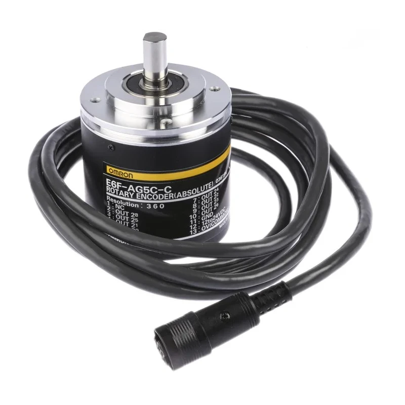 Omron E6F Series Absolute Encoder 24V DC, 360 PPR, NPN Open Collector Signal, Solid 10mm Shaft E6F-AG5C-C 360 2M