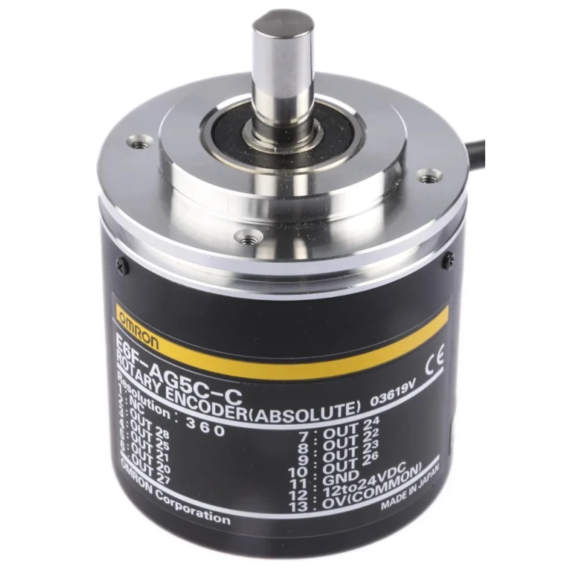 Omron E6F Series Absolute Encoder 24V DC, 360 PPR, NPN Open Collector Signal, Solid 10mm Shaft E6F-AG5C-C 360 2M