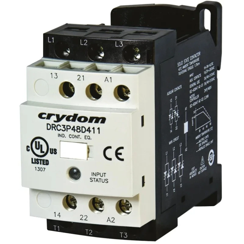 Crydom Solid State Relay 4.8 A Load, DIN Rail Mount, 510 V AC Load, 140 V AC Control DRC3P48B400R