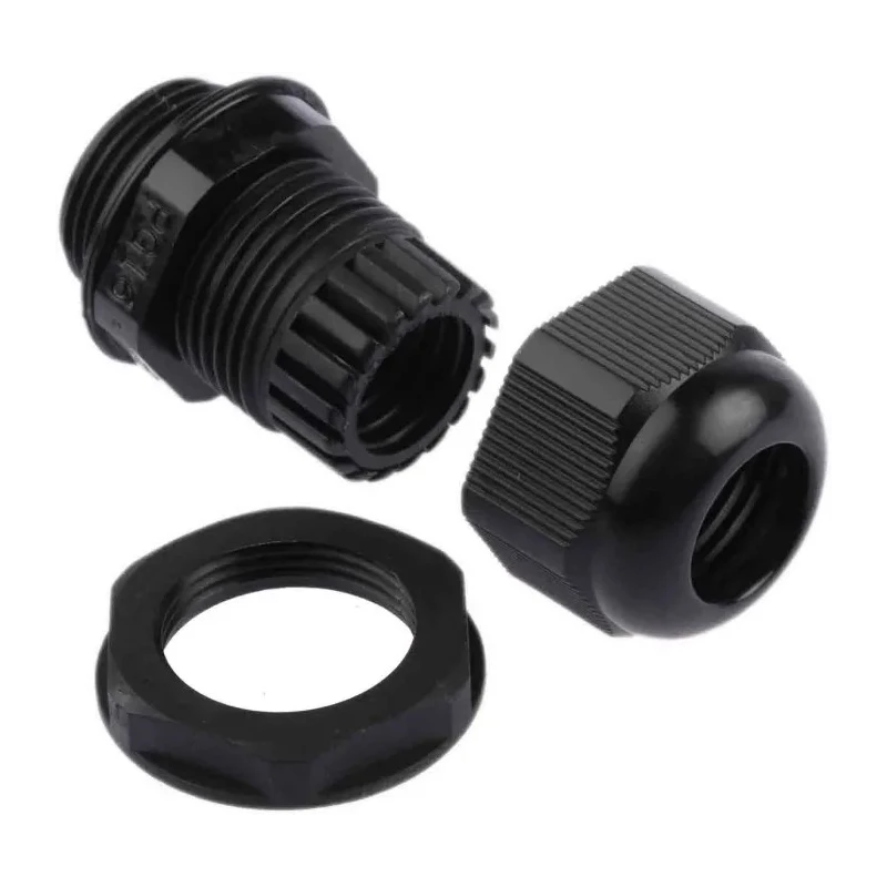 RS PRO Black Polyamide 66 Cable Gland, PG16 Thread, 10 mm Min. Cable Diameter, 14 mm Max. Cable Diameter, IP68 Rated PG16