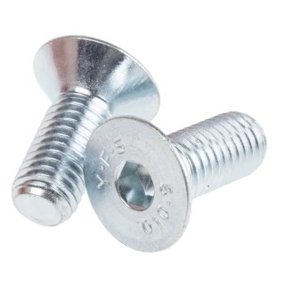 RS PRO Bright Zinc Steel Hex Socket Countersunk Screw M10 x 25 mm 822-9271