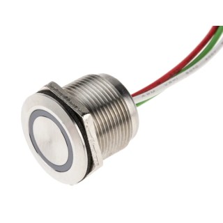 RS PRO Capacitive Switch Latching NC Illuminated Blue IP68 Polycarbonate Brass Contact 30V DC 1.5A 20mm 823-2757