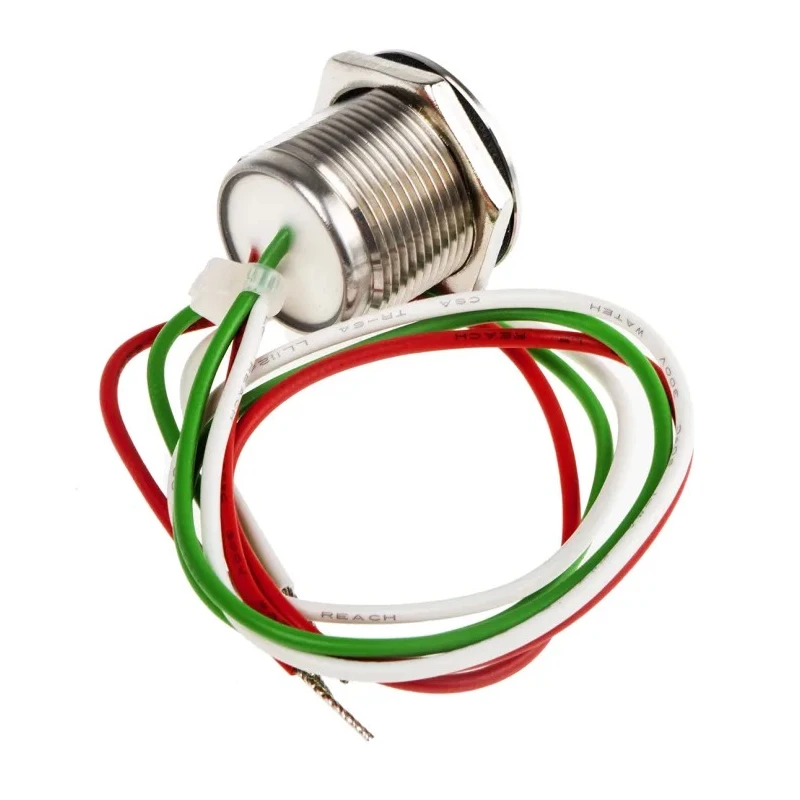 RS PRO Capacitive Switch Momentary NC Illuminated Green IP68 Polycarbonate Brass 823-2763
