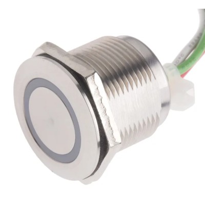 RS PRO Capacitive Switch Latching NO Illuminated Blue 1.5A 5-30V DC IP68 Brass 823-2766