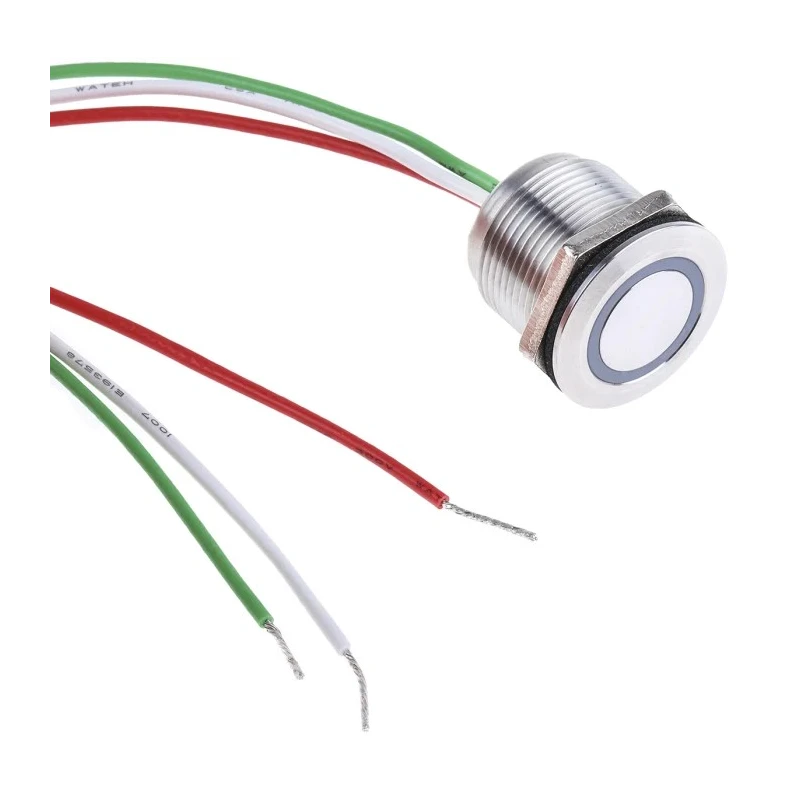 RS PRO Capacitive Switch Momentary Normally Open Illuminated Green LED IP68 Brass 5-30V DC 1.5A 823-2769
