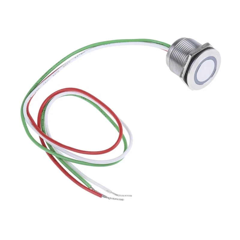 RS PRO Capacitive Switch Momentary Normally Open Illuminated Green LED IP68 Brass 5-30V DC 1.5A 823-2769