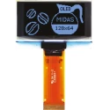 Midas 1.54 in Passive Matrix Blue OLED Display 128 x 64 Pixel TAB I2C, Parallel, SPI MCOT128064BY-BM