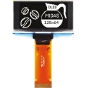 Midas 1.54 in Passive Matrix White OLED Display 128 x 64 Pixel TAB I2C, Parallel, SPI MCOT128064BY-WM