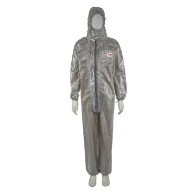 3M Grey Disposable Coverall Low Lint Anti-Static Laminate Material Unisex Hooded Size M 92 to 100 cm Chest 1.76m Length 4570M