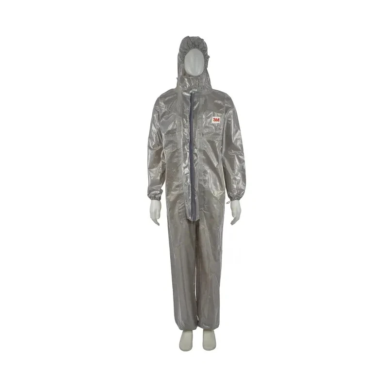 3M Grey Disposable Coverall Low Lint Anti-Static Laminate Material Unisex Hooded Size M 92 to 100 cm Chest 1.76m Length 4570M