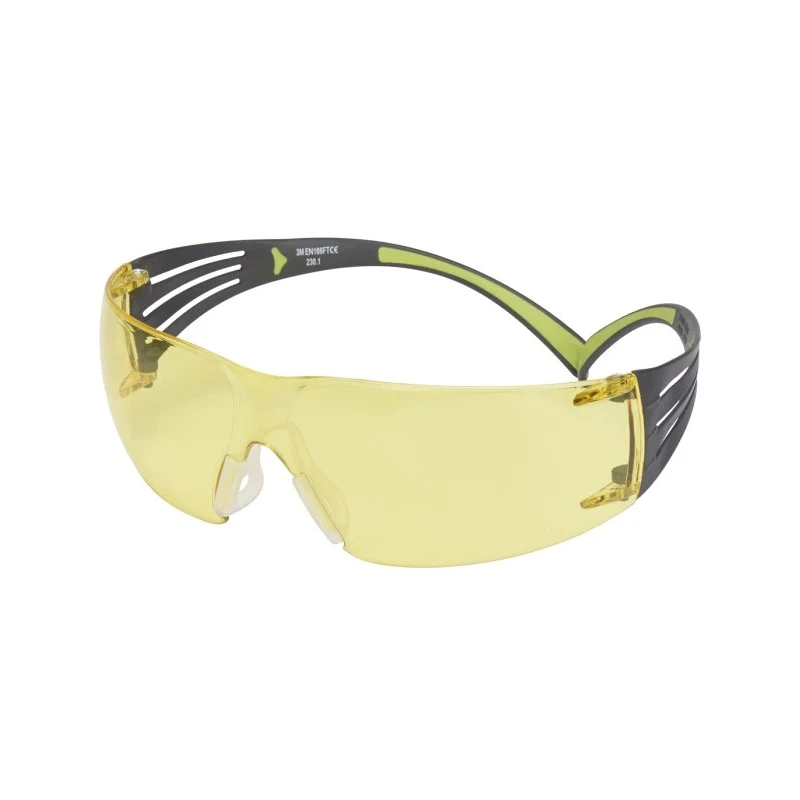 3M SecureFit 400 Safety Glasses with Amber Polycarbonate Lens, UV Protection, Impact Resistant, Stainless Steel SF403AF-EU
