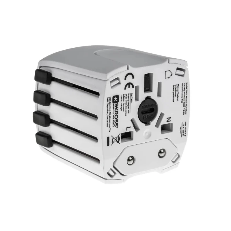 SKROSS Travel Adapter China, UK, Europe, USA, Australia, Japan, 2.5A Current, 250V Voltage 824-6077