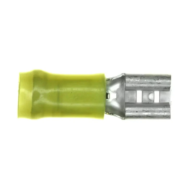 TE Connectivity PIDG FASTON .250 Yellow Insulated Female Spade Connector Crimp 12 AWG to 10 AWG 61198-2