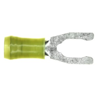 TE Connectivity Insulated Fork Terminal 12 AWG to 10 AWG M6 Stud Size Nylon Yellow 52433-1