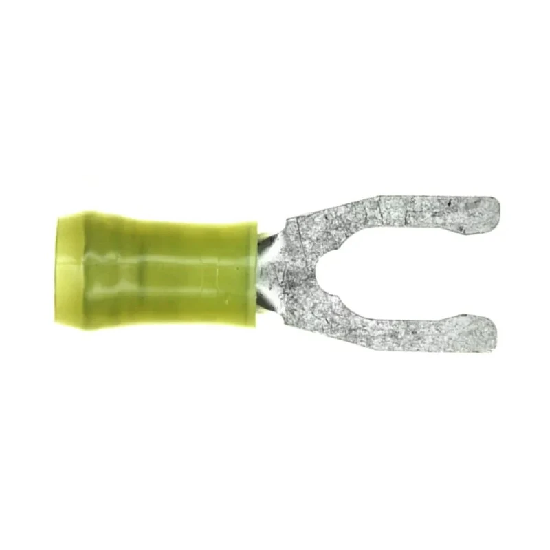TE Connectivity Insulated Fork Terminal 12 AWG to 10 AWG M6 Stud Size Nylon Yellow 52433-1