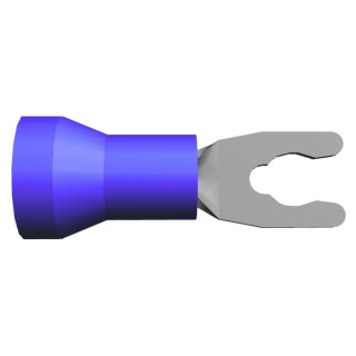 TE Connectivity Insulated Fork Terminal, 16 AWG to 14 AWG, M3.5 (6) Stud Size Vinyl Blue 52955-1