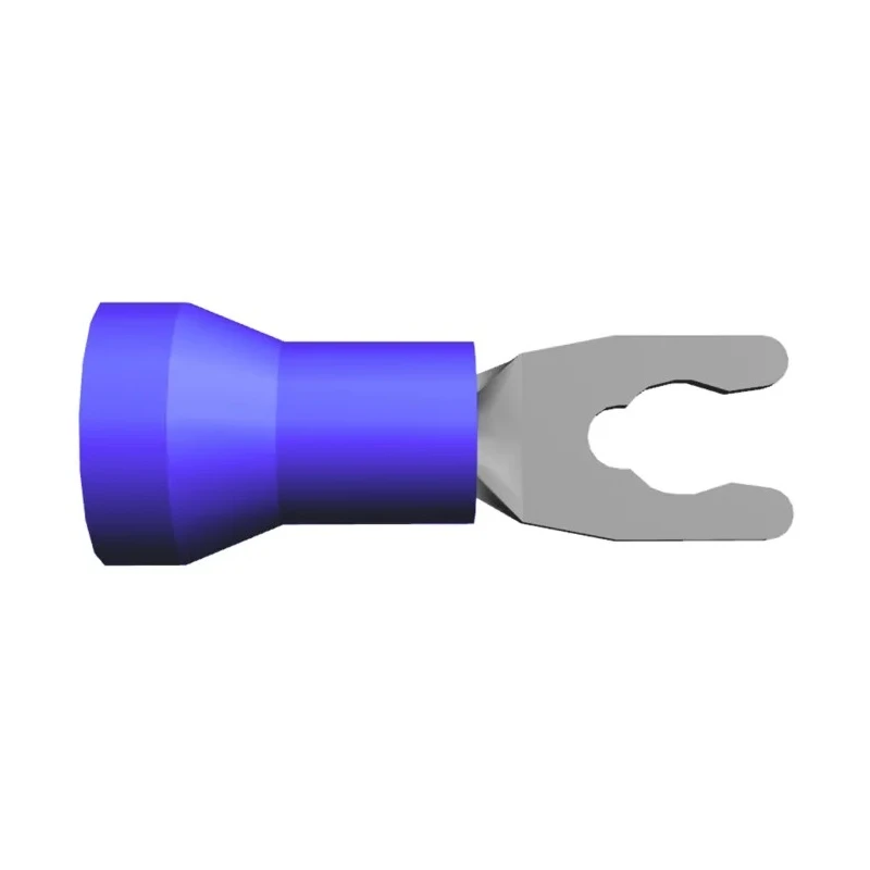 TE Connectivity Insulated Fork Terminal, 16 AWG to 14 AWG, M3.5 (6) Stud Size Vinyl Blue 52955-1