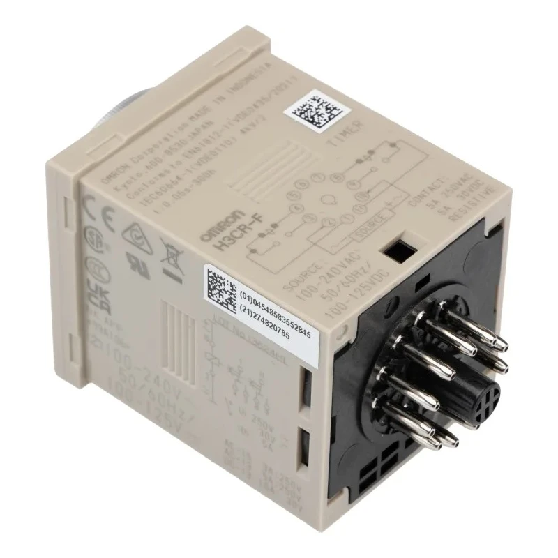 Omron DIN Rail, Panel Mount Timer Relay DPDT 2-Contact 125 V DC 100-240 V AC 0.05s to 300h H3CR