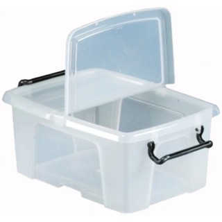 RS PRO 12L Transparent Polymer Storage Box, Hinged Lid, Lockable, Stackable, Euro Box, 170 mm x 295 mm x 400 mm 825-2322