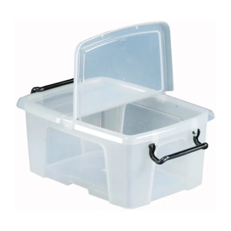 RS PRO 12L Transparent Polymer Storage Box, Hinged Lid, Lockable, Stackable, Euro Box, 170 mm x 295 mm x 400 mm 825-2322