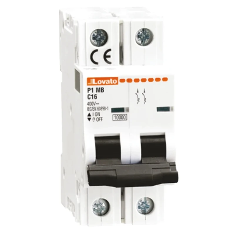 Lovato Electric Modulo P1MB Miniature Circuit Breaker 2-Pole, 1A, Type B, 400V ac AC, 80V dc DC, 10 kA Breaking P1MB