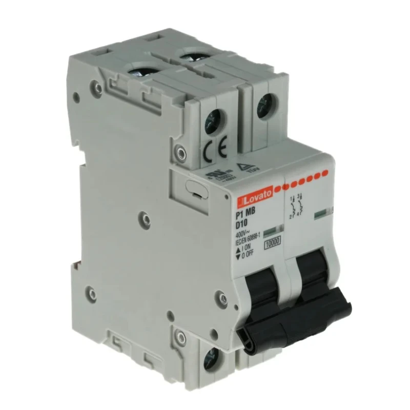 Lovato Electric Modulo P1MB Miniature Circuit Breaker, 2-Pole, 10A, Type D, 400V AC, 80V DC, 10 kA Breaking P1MB