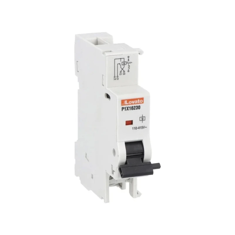 Lovato Electric DIN Rail Shunt Trip for use with P1MB Series, 6A Current Rating, Modulo Range, Mount Type DIN Rail 