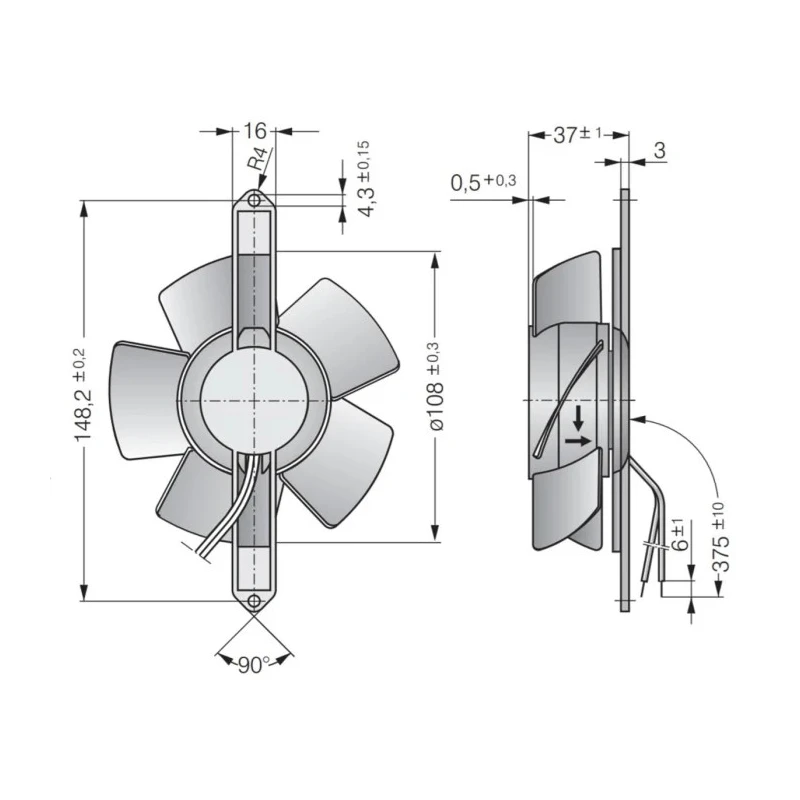 ebm-papst 4000 Series Compact AC Axial Fan 230V AC 18W 160m³/h IP20 119x119x38mm 