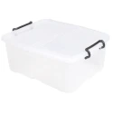 RS PRO 24L Transparent Polymer Storage Box, Hinged Lid, Lockable, Ventilated, Stackable, 190mm x 395mm x 500mm 825-2325