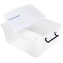 RS PRO 24L Transparent Polymer Storage Box, Hinged Lid, Lockable, Ventilated, Stackable, 190mm x 395mm x 500mm 825-2325
