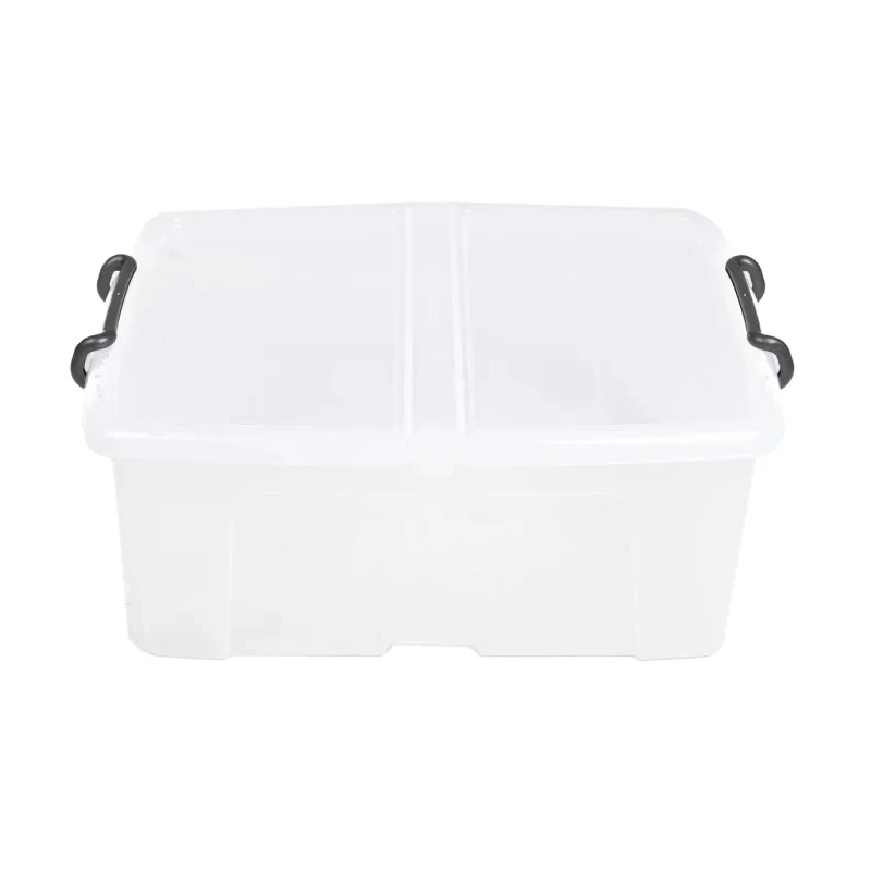 RS PRO 24L Transparent Polymer Storage Box, Hinged Lid, Lockable, Ventilated, Stackable, 190mm x 395mm x 500mm 825-2325