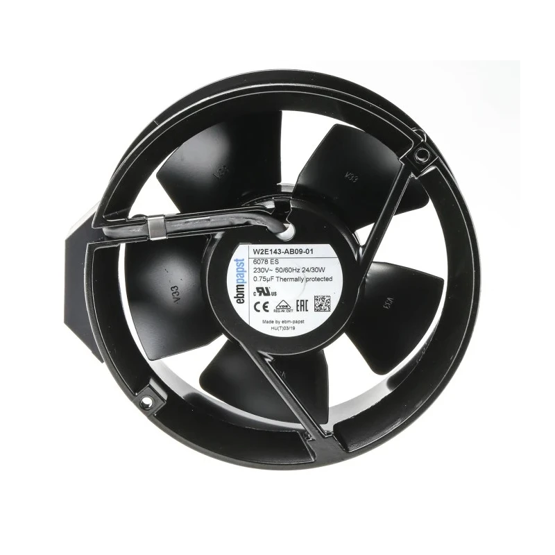 ebm-papst W2E143 Series AC Ball Bearing Axial Fan 230V AC 29W 500 m³/h Airflow IP22 150 mm x 172 mm x 51 mm 