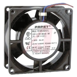 ebm-papst 8300 Series High Performance Compact Axial Fan, 12V DC, 4 W, 67 m³/h, IP68, 80 mm Frame, 4200 RPM, Ball Bearing 