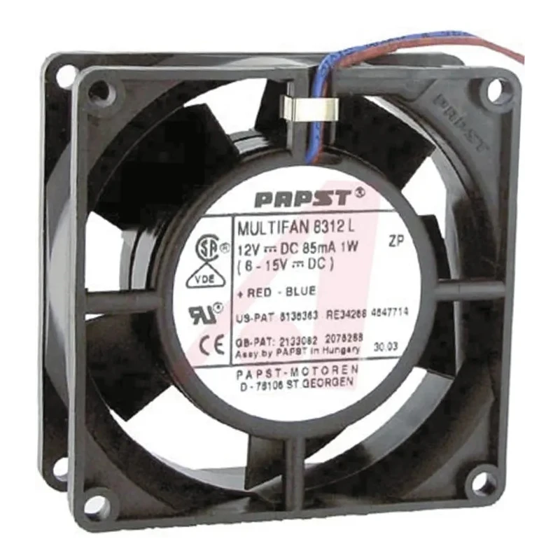 ebm-papst 8300 Series High Performance Compact Axial Fan, 12V DC, 4 W, 67 m³/h, IP68, 80 mm Frame, 4200 RPM, Ball Bearing 