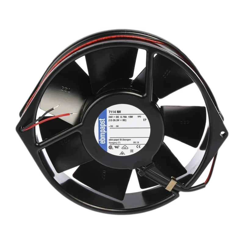ebm-papst 7100 N Series Axial Fan 24V DC 360 m³/h Air Flow 19 W Power IP54 150 mm 38mm Depth 