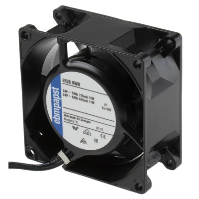 ebm-papst 8000 V Series AC Ball Bearing Axial Fan 24V AC 12 W 47 m³/h 80x80x38 mm IP20 