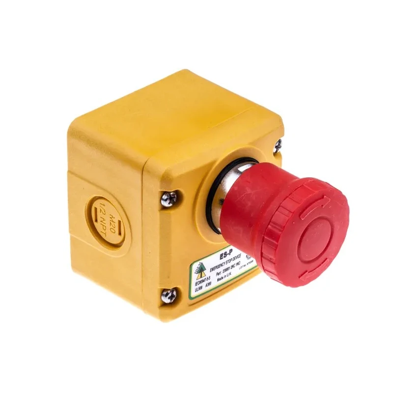 IDEM ES Series Twist Release Emergency Stop Push Button Surface Mount 2 NC/1 NO 24V DC 3A IP67 