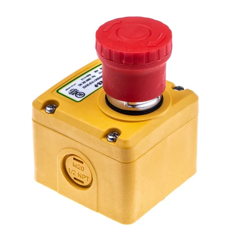 IDEM ES Series Twist Release Emergency Stop Push Button Surface Mount 2 NC/1 NO 24V DC 3A IP67 