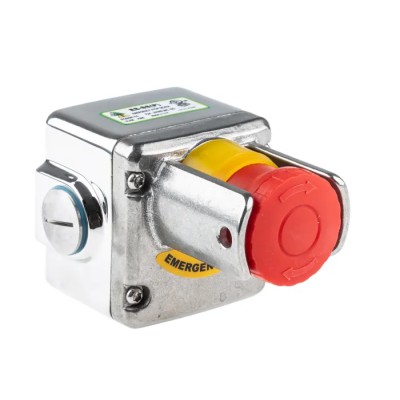 IDEM ES Series Twist Release Emergency Stop Push Button Surface Mount 2 NC/1 NO IP69K 24V DC 3A 240V AC IP69K 