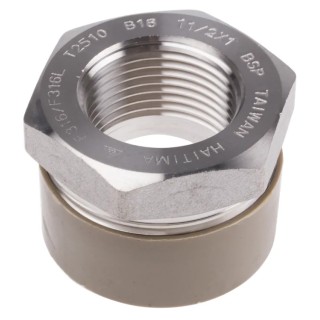 RS PRO Stainless Steel Pipe Fitting Straight Hexagon Bush Male 1-1/2 in x Female 1 in 826-7096