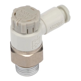 SMC AS Series Speed Controller Stainless Steel Pneumatic Flow Regulator 1/8 in Inlet, 4 mm Outlet AS2201F-01-04SA